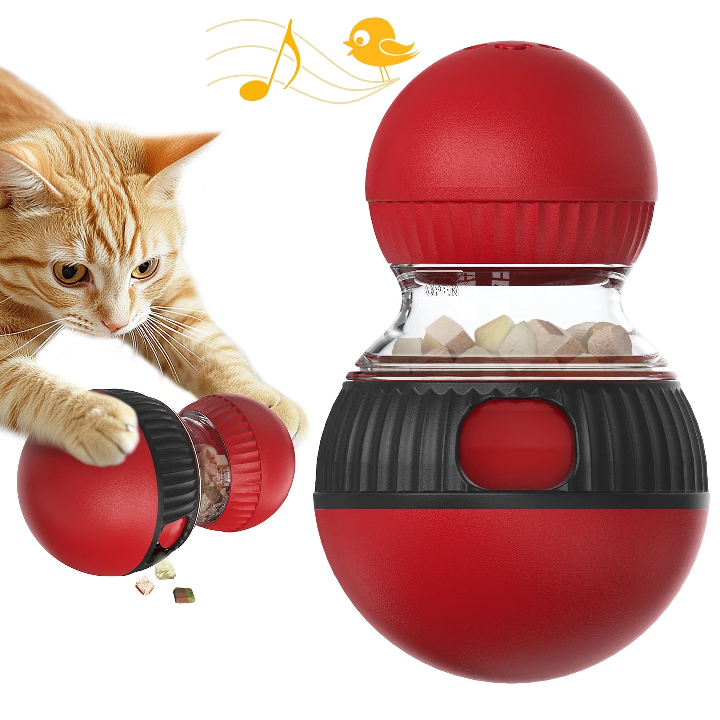 Pelota Dispensadora de Premios con Sonido para Gatos — Anti-Aburrimiento
