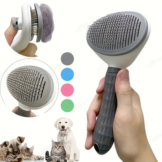 Cepillo Deslanador Autolimpiante para Perros y Gatos — Botón Eyector