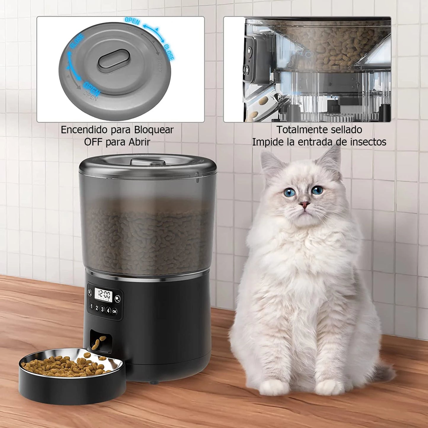 Comedero Automático Programable 4L con Pantalla LCD — Perros y Gatos