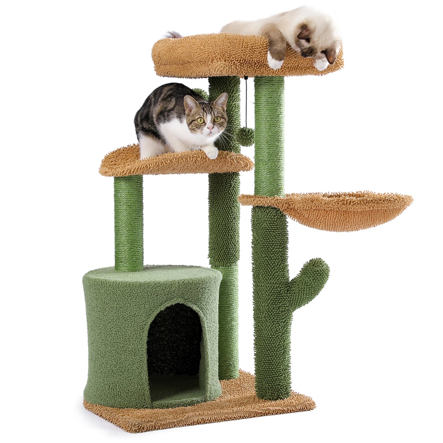 Árbol rascador con postes de sisal y percha superior para gatos