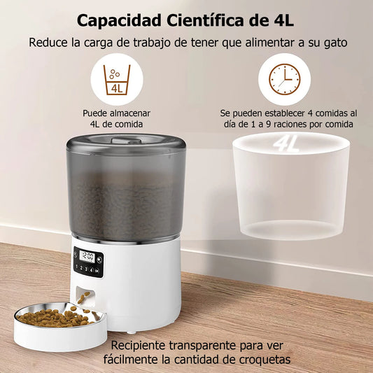 Comedero Automático Programable 4L con Pantalla LCD — Perros y Gatos