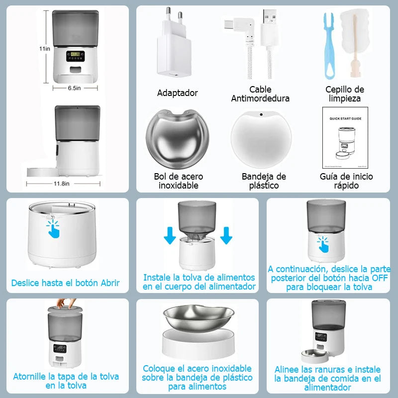 Comedero Automático Programable 4L con Pantalla LCD — Perros y Gatos