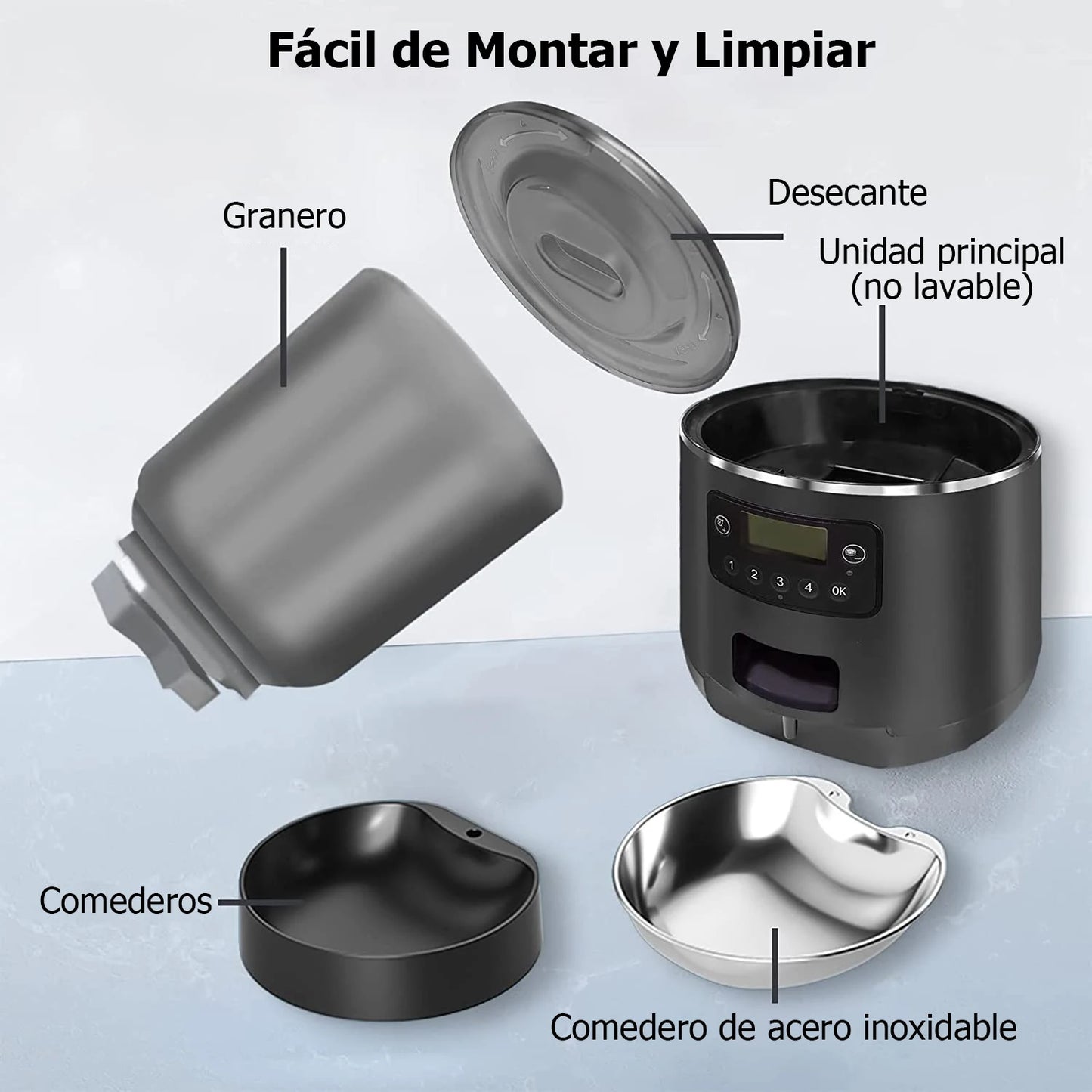 Comedero Automático Programable 4L con Pantalla LCD — Perros y Gatos