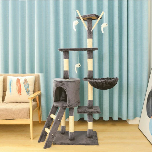 Árbol rascador multi-nivel con condo y hamaca para gatos